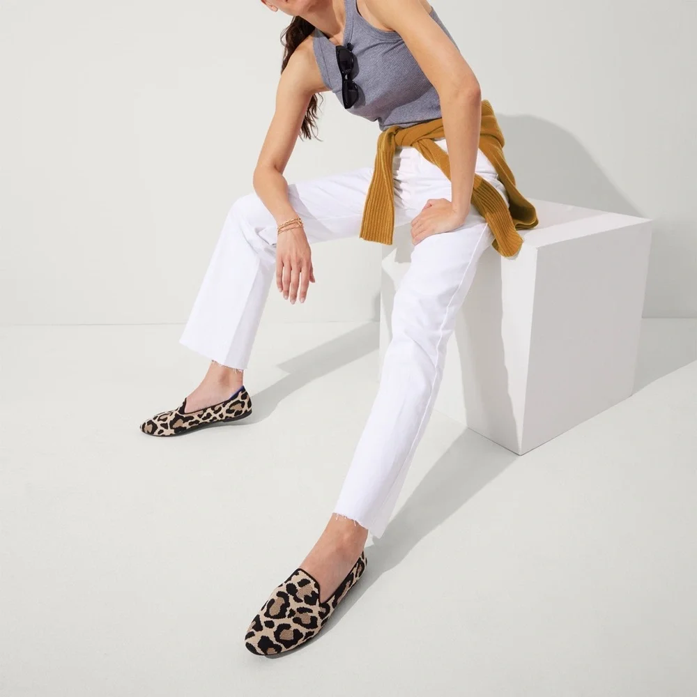 Rothy's The Square Little cat‎ Flat Shoe Leopard Print Flats size 9